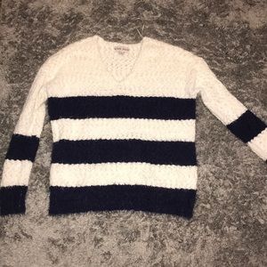 Navy blue and white striped sweater